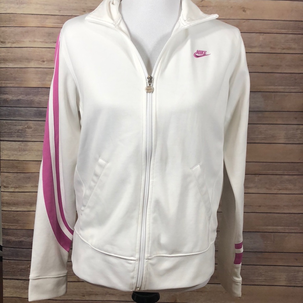 Nike White Jacket w/Pink Stripes
